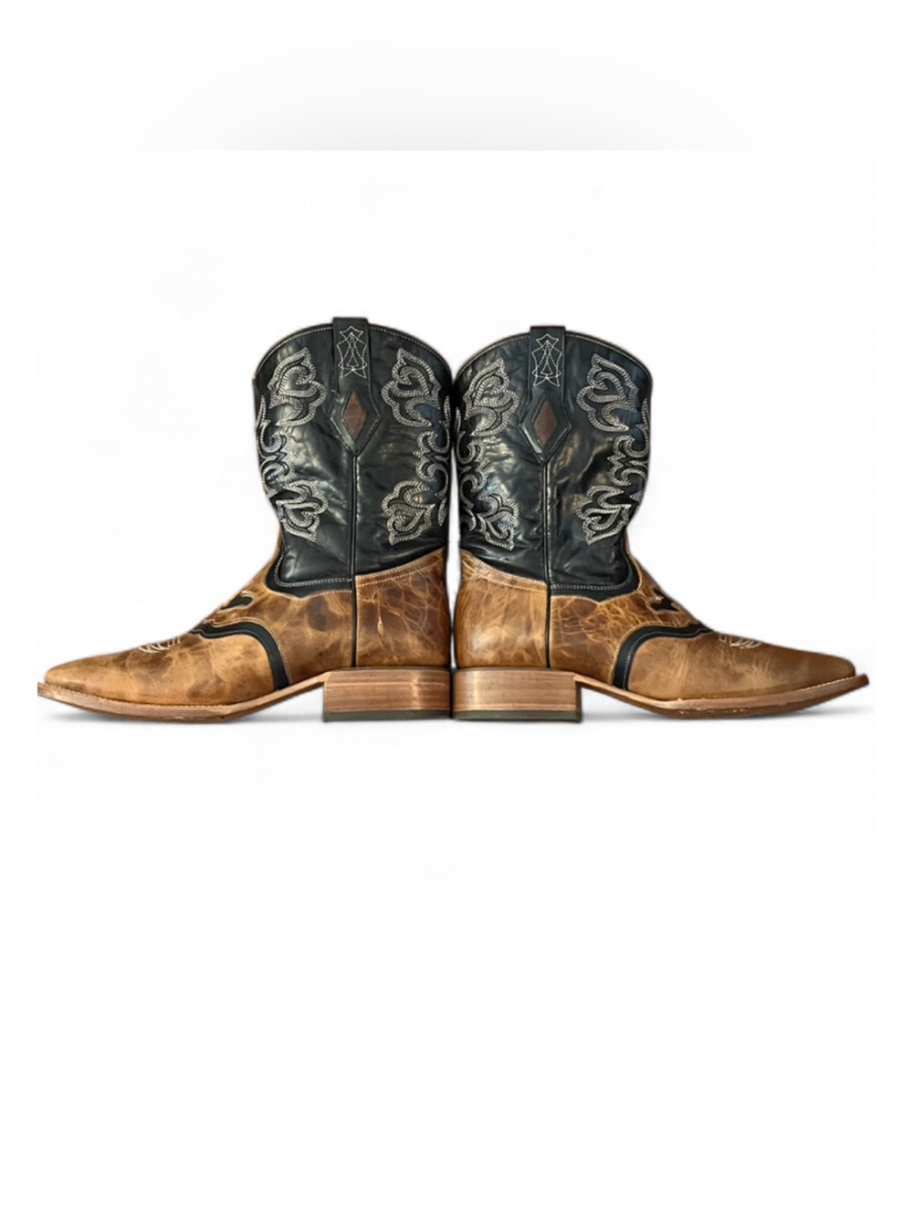 J.B. Dillon Classic Two-Tone Western Cowboy Boots in Brown & Black - Picture 3 of 6